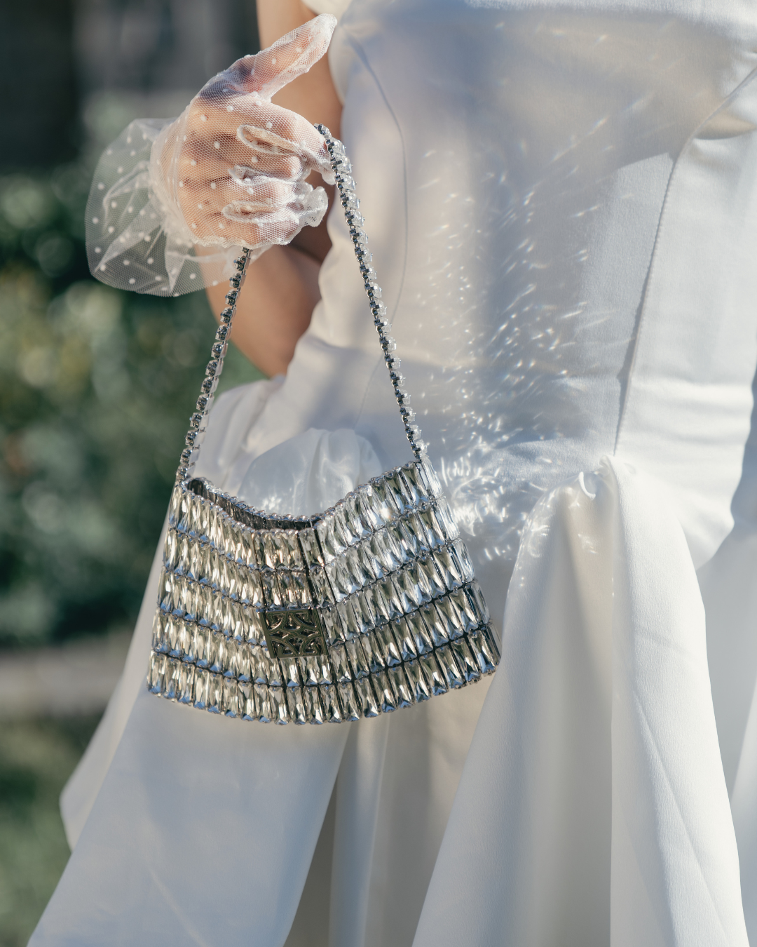 Moonlight Silver – Silver Crystal Clutch